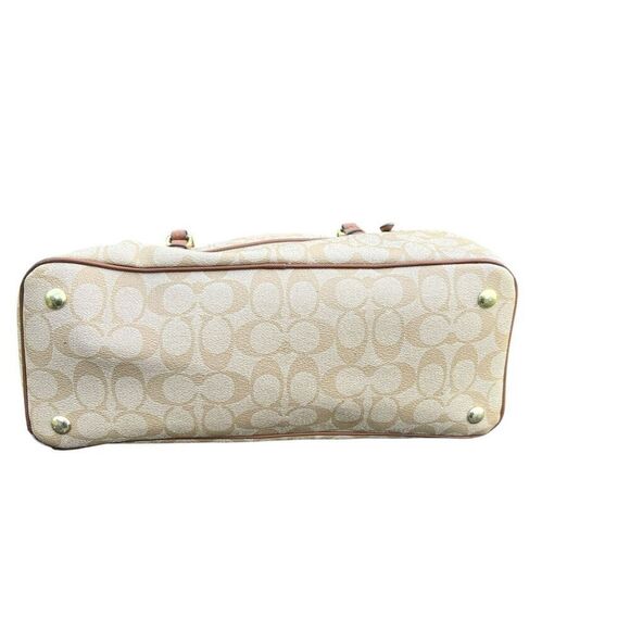 COACH Peyton Khaki & Brown Signature Jordan Double-Zip Carryall Bag F24603 - Picture 6 of 13